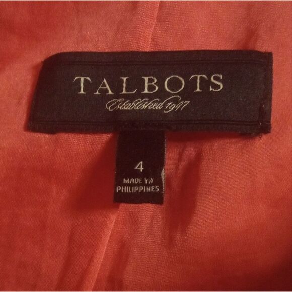 Talbots Grapefruit Color Notched Collar Silk Nylon Blend Blazer Size 4 - Picture 6 of 8